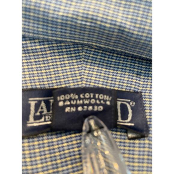 Land's End Men's Button up 16 1/2   tall  37  Blue check 100% Cotton - Picture 5 of 6